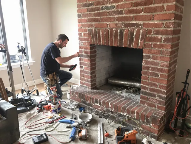 Fairfield Chimney Sweep specialist finalizing chimney liner service in Fairfield, CT
