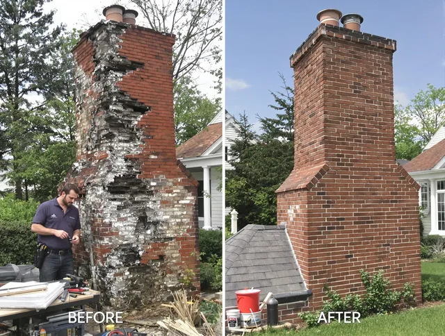 Fairfield Chimney Sweep performing a full chimney restoration in Fairfield, CT