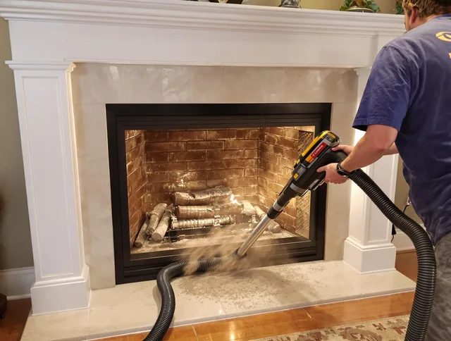Fireplace cleaning performed by Fairfield Chimney Sweep in Fairfield, CT