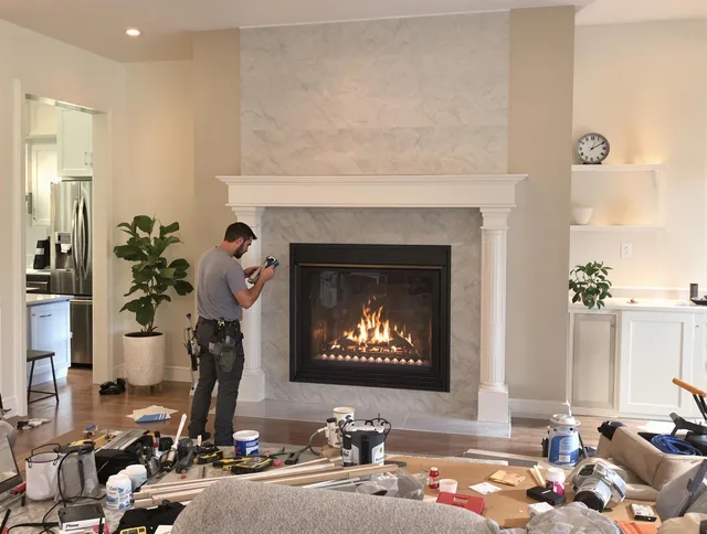 Newly installed fireplace by Fairfield Chimney Sweep in Fairfield, CT